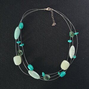 Vintage Silpada Retired Sterling Serpentine, Amazonite & Howlite Bead Necklace